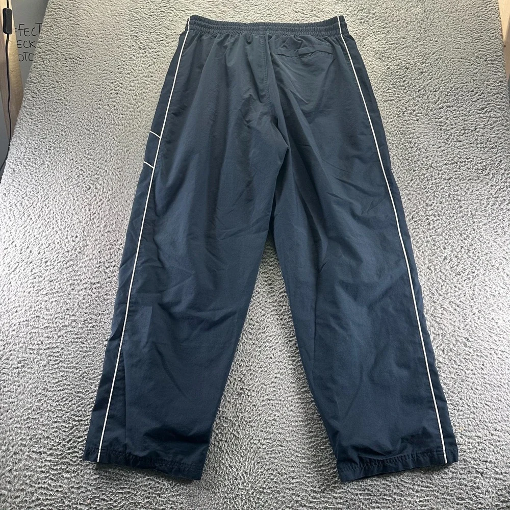 VTG Nike Pant Men XXL Blue Polyester Track Straight Swoosh Logo Lined Activewear